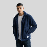 NAVY BLUE RETRO SHERPA JACKET