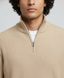 BEIGE THERMAL TEXTURED QUARTER ZIPPER