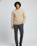 BEIGE THERMAL TEXTURED QUARTER ZIPPER